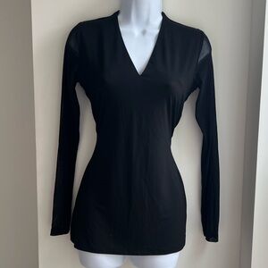 INC v neck mesh sleeves top